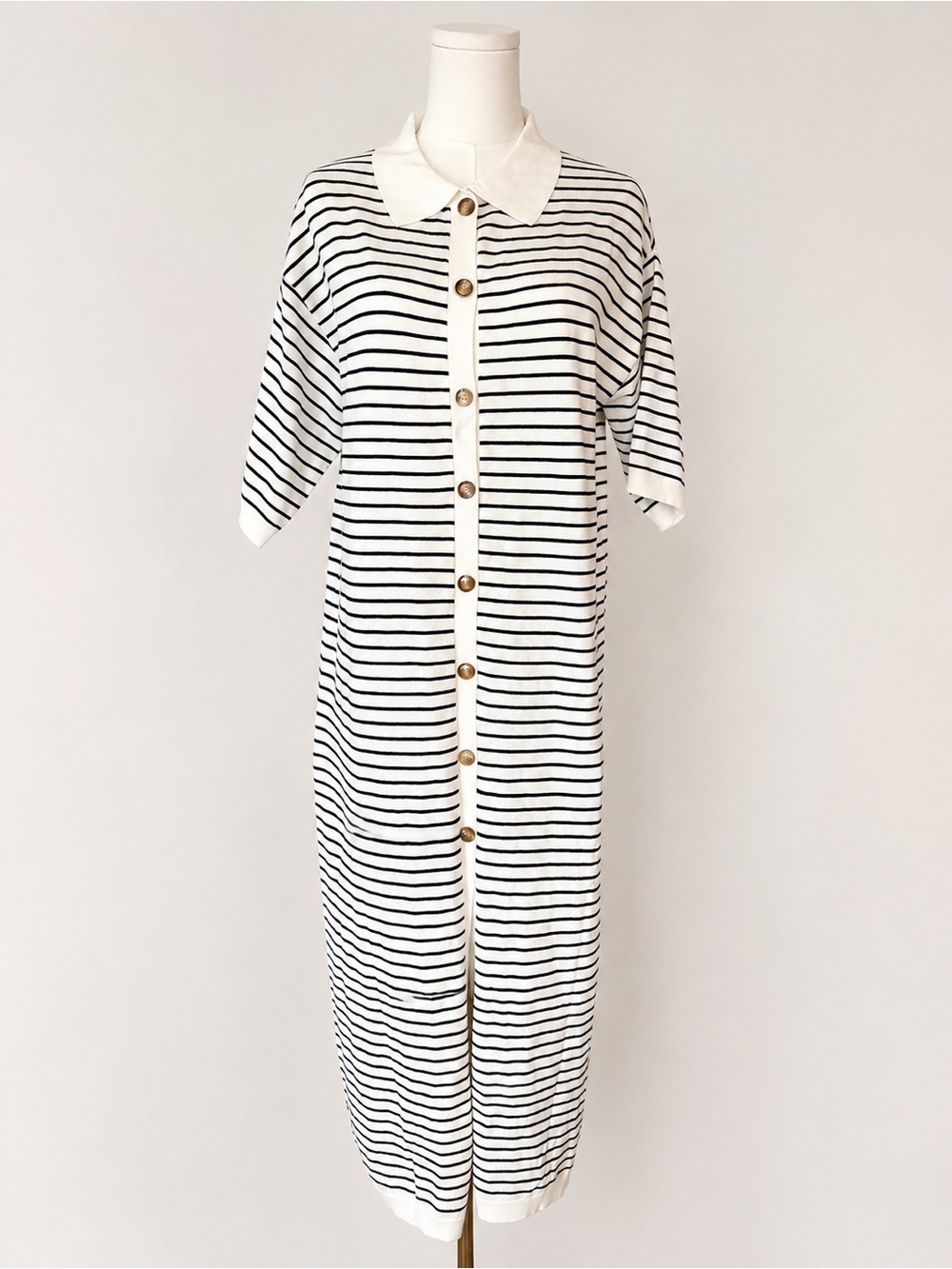 Things Between Striped Knit Button Front Maxi Dress Size Small Coastal Nautical